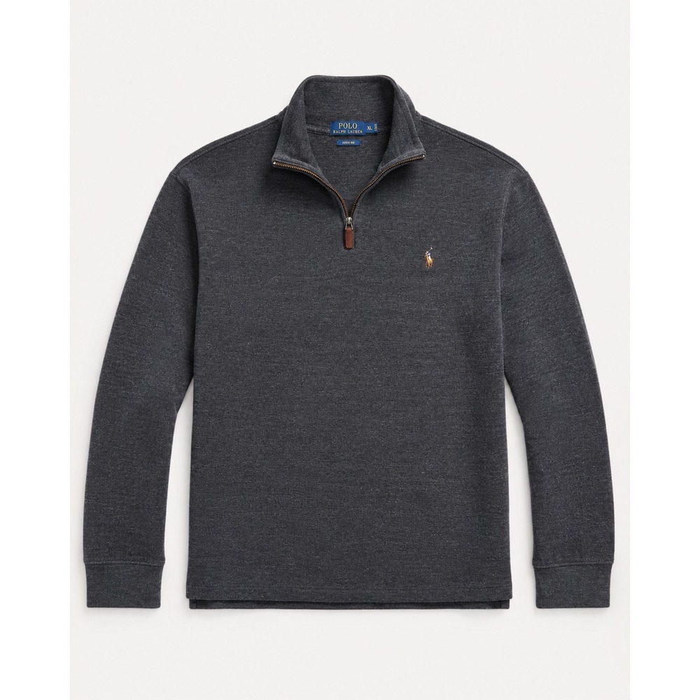 Polo Ralph Lauren 1/4 Zip Mens XL Gray Estate Rib Sweater Cotton Pullover Pony
